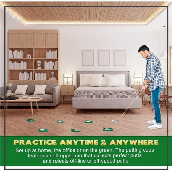 6 Pcs Golf Practice Putting Cup Golf Training Putters Putting Green with Flag - Picture 6 of 7